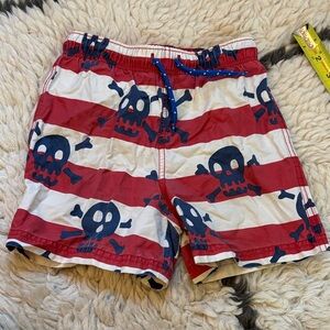 Red and White Striped Skull Bathing Suit